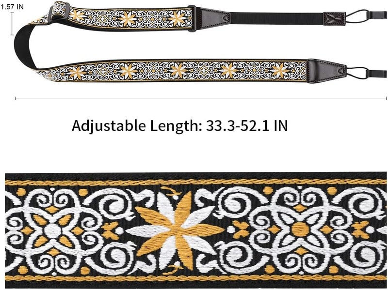 EYESHOT Ukulele Strap No Drill, Adjustable Double J Hook Clip on Uke Shoulder Strap, Hawaiian Jacquard Kind Style Hands Free Ukelele Strap, Easy to Use and Fit Most Standard Uke Sizes - Image 3